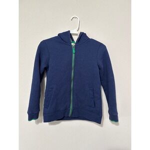 Boden Boys Blue Fleece Zip Front Hoodie Sherpa Lining Size 9-10Y
